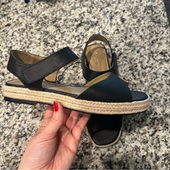Ann Taylor Factory Black Espadrille Small Platform Sandals NWT
